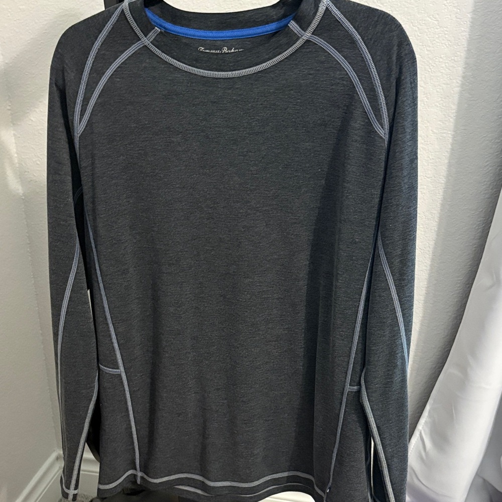 Tommy Bahama Charcoal Gray Long-Sleeve Performance Crew Shirt